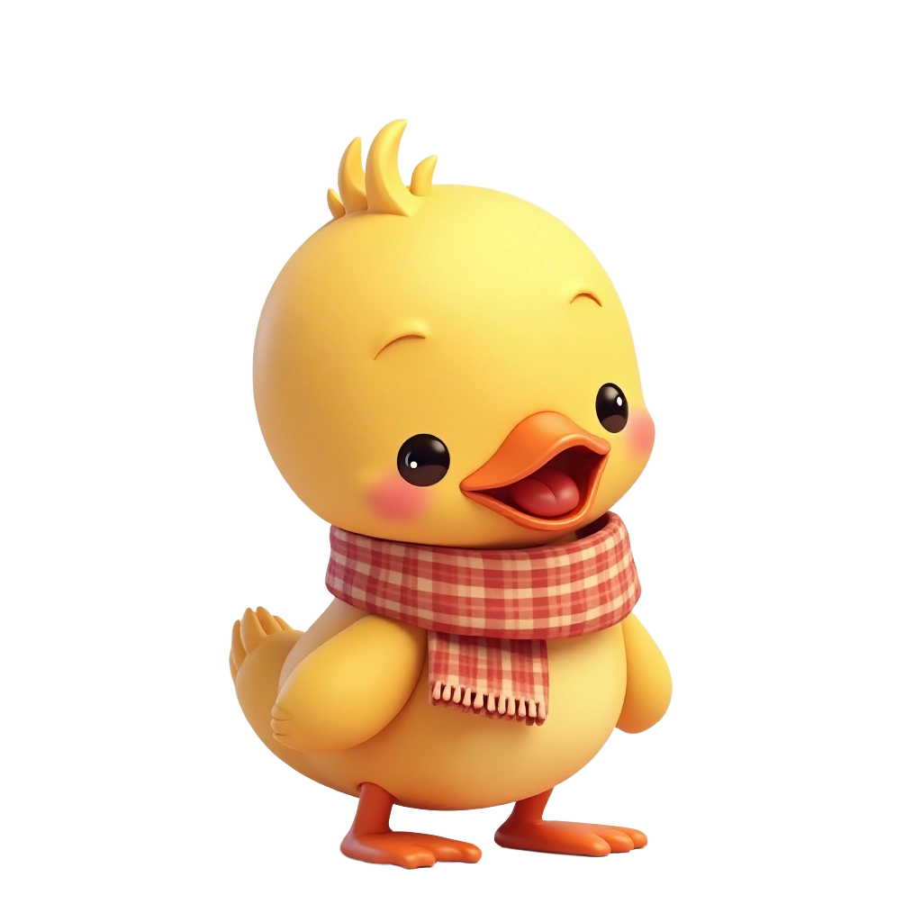 Adorable Duckling with a Scarf